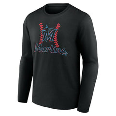 Miami Marlins Personalized Name & Number Fastball Long Sleeve T-Shirt - Black