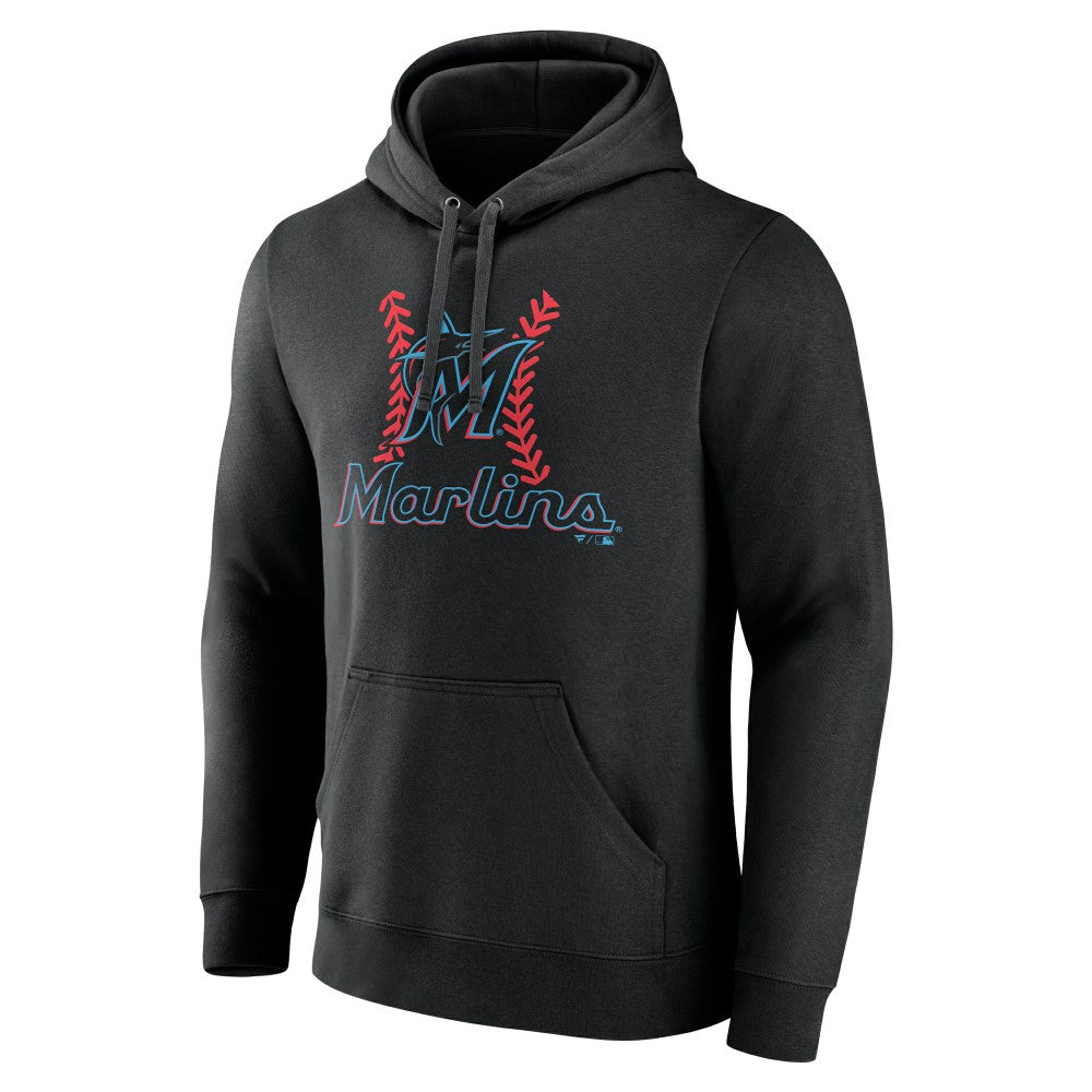 Miami Marlins Personalized Name & Number Fastball Pullover Hoodie - Black