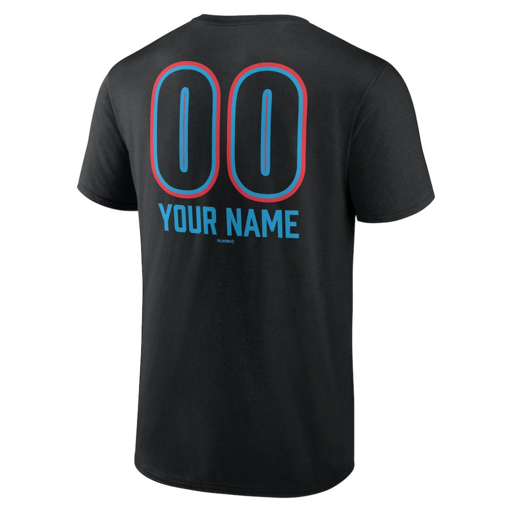 Miami Marlins Personalized Name & Number Fastball T-Shirt - Black