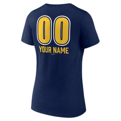 Milwaukee Brewers Women's Personalized Name & Number Fastball V-Neck T-Shirt - Navy