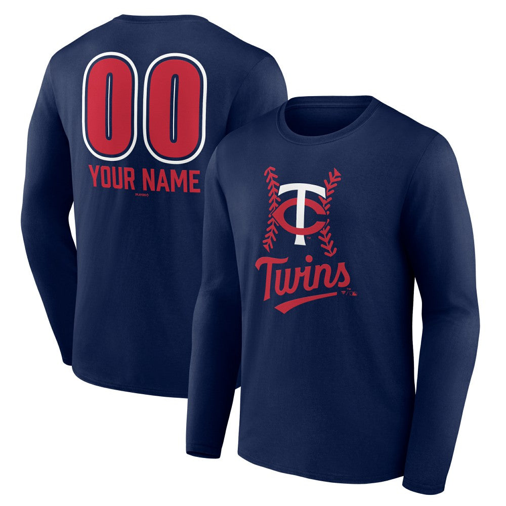 Minnesota Twins Personalized Name & Number Fastball Long Sleeve T-Shirt - Navy