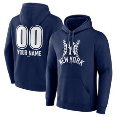 New York Yankees Personalized Name & Number Fastball Pullover Hoodie - Navy