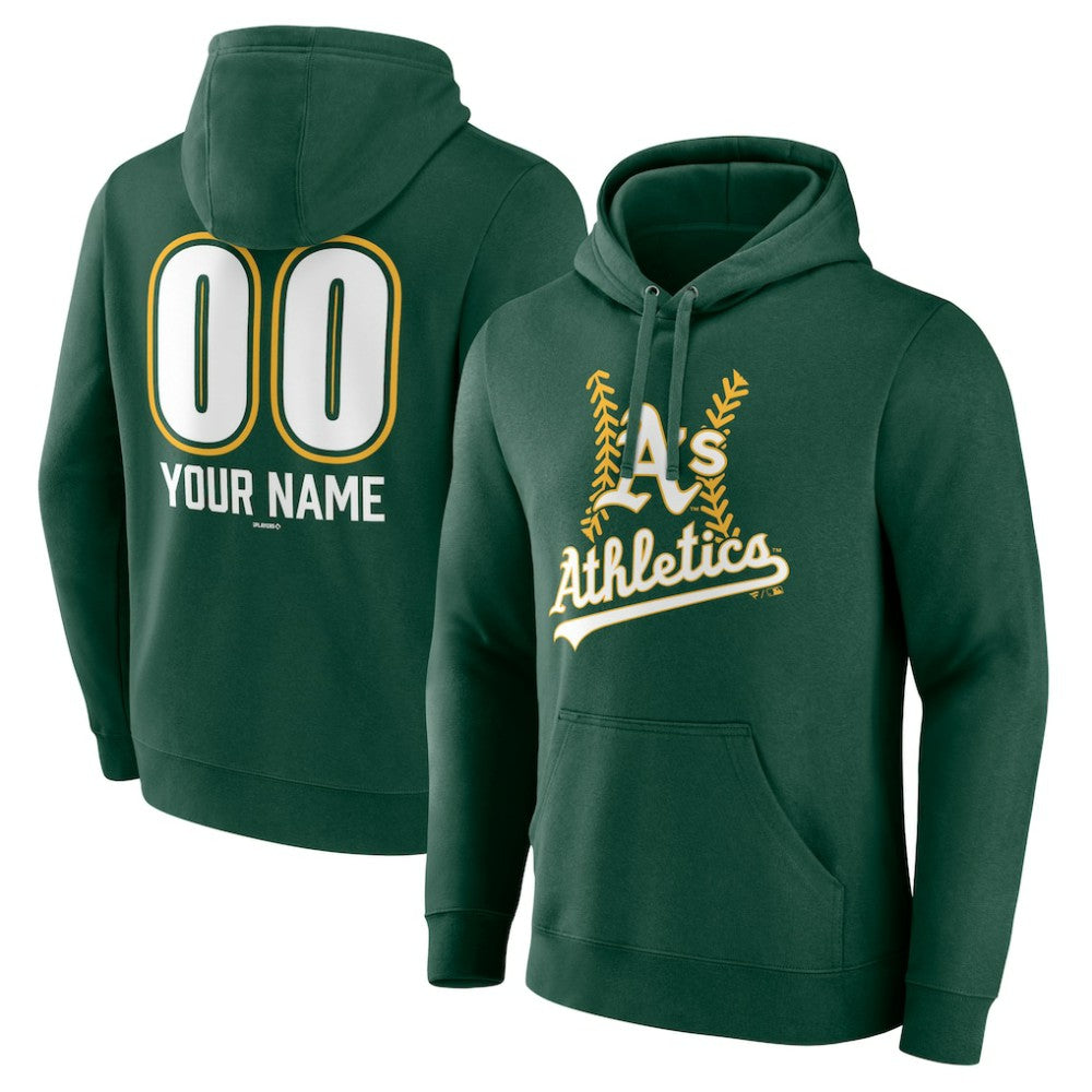 Athletics Personalized Name & Number Fastball Pullover Hoodie - Green