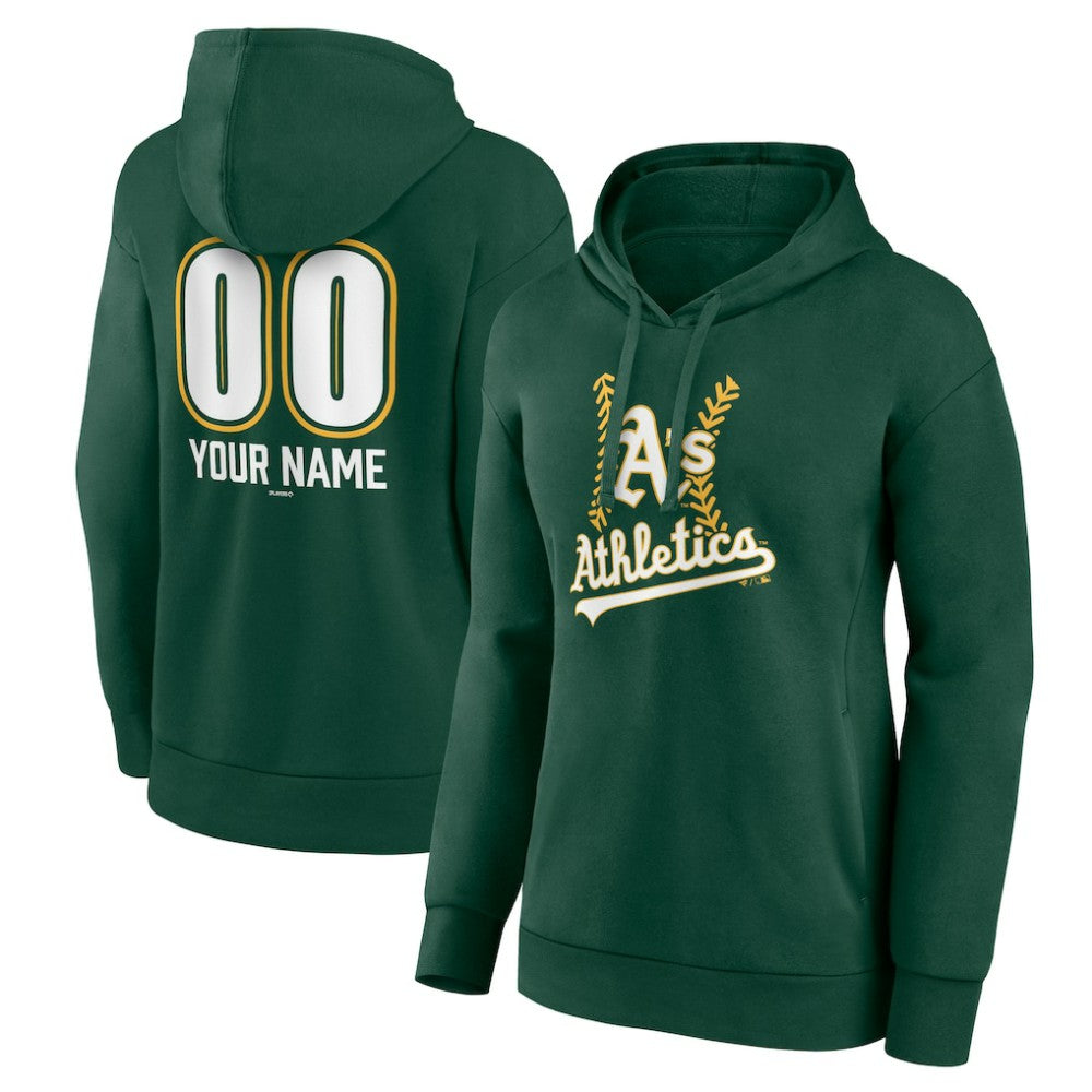Athletics Women's Personalized Name & Number Fastball Pullover Hoodie - Green