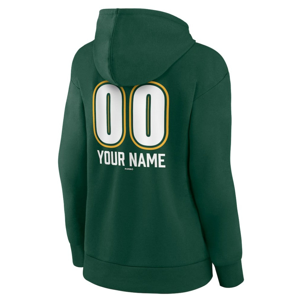 Athletics Women's Personalized Name & Number Fastball Pullover Hoodie - Green