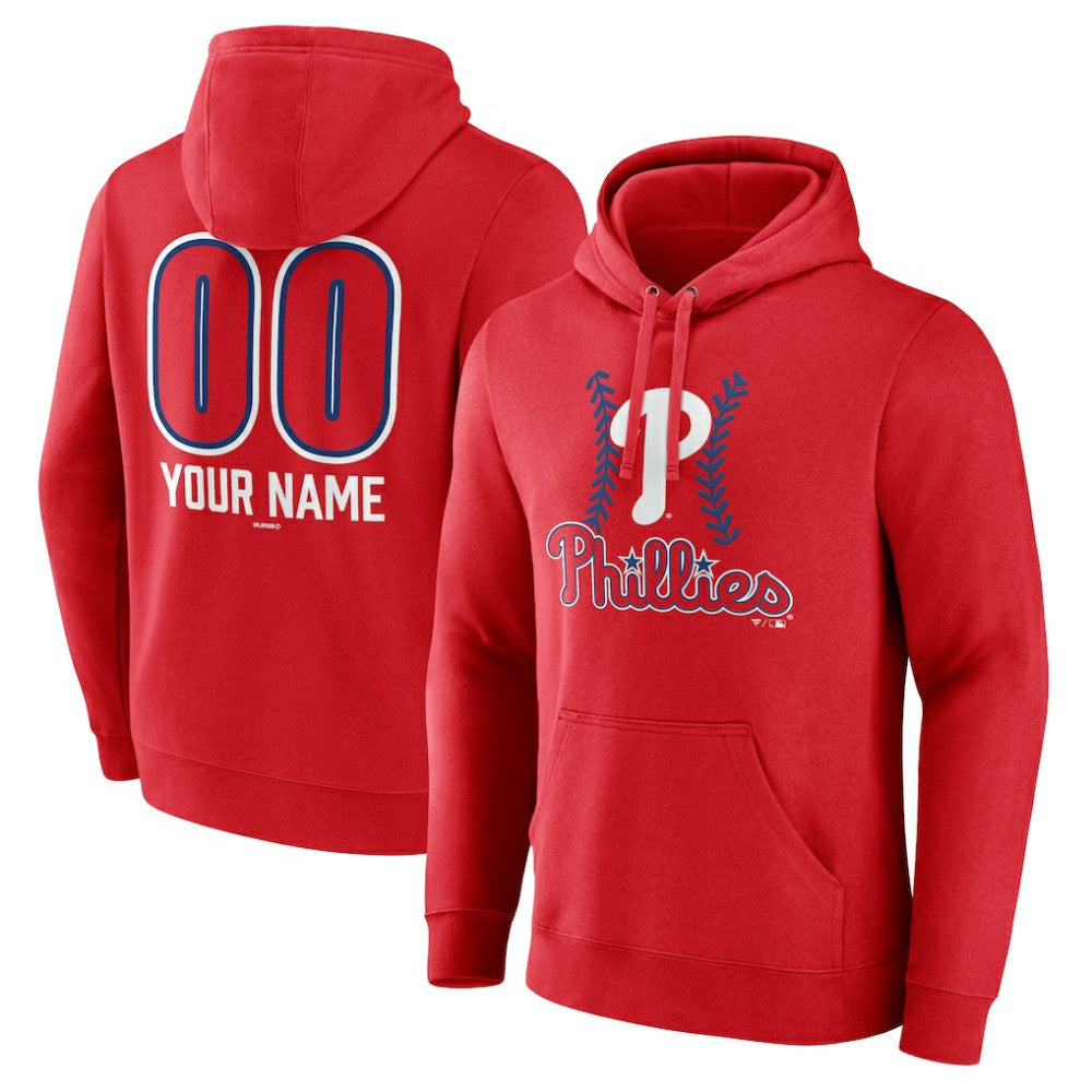 Philadelphia Phillies Personalized Name & Number Fastball Pullover Hoodie - Red