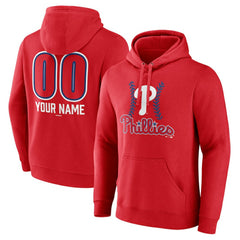 Philadelphia Phillies Personalized Name & Number Fastball Pullover Hoodie - Red