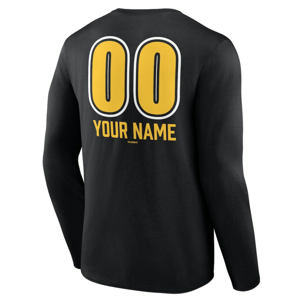 Pittsburgh Pirates Personalized Name & Number Fastball Long Sleeve T-Shirt - Black