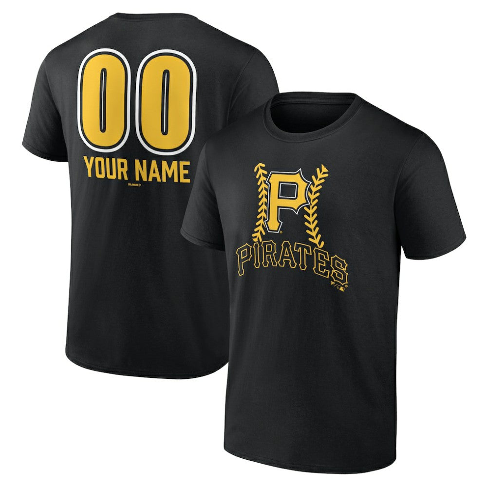 Pittsburgh Pirates Personalized Name & Number Fastball T-Shirt - Black