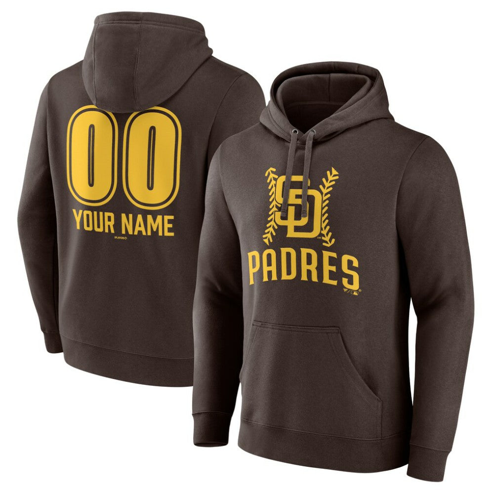 San Diego Padres Personalized Name & Number Fastball Pullover Hoodie - Brown