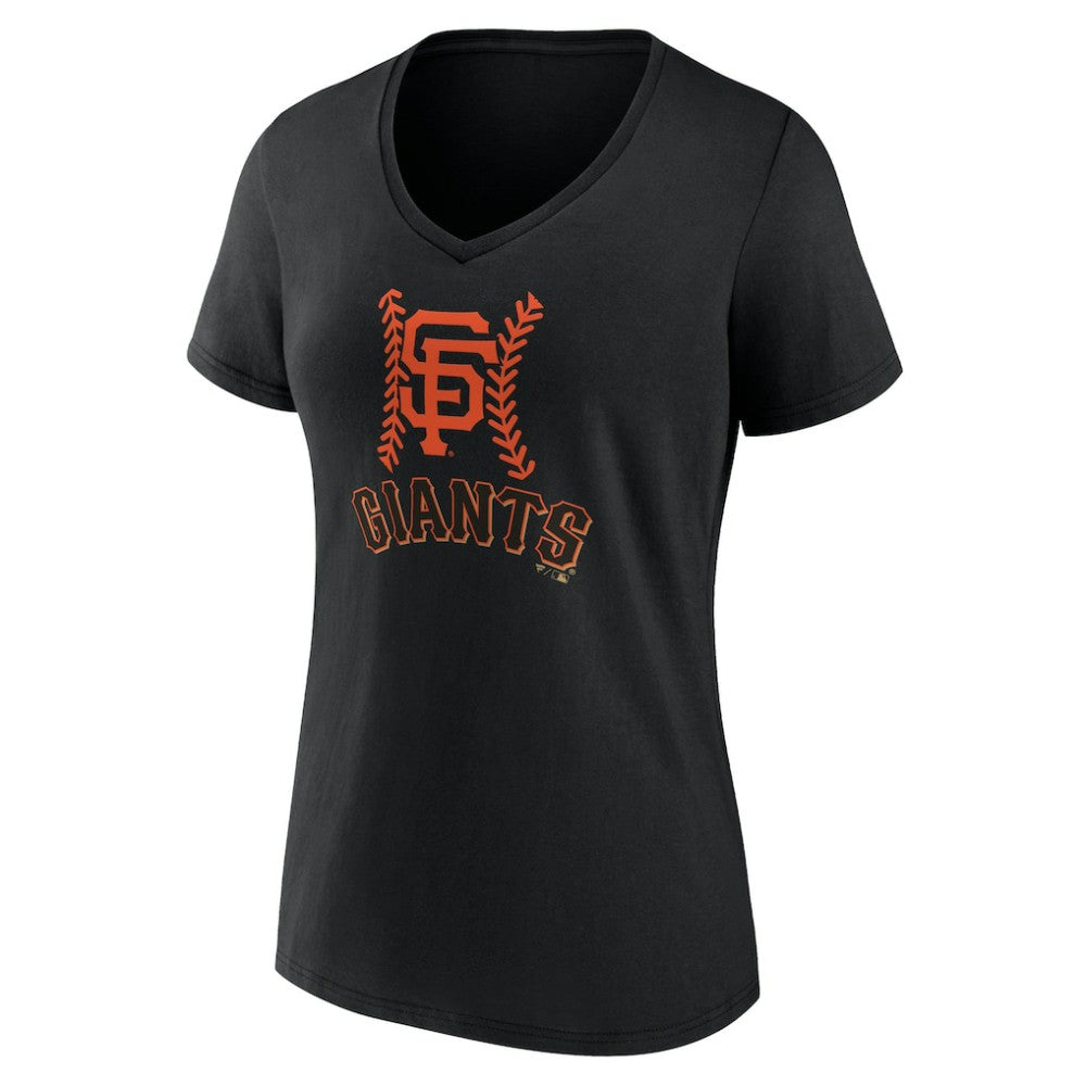 San Francisco Giants Women's Personalized Name & Number Fastball V-Neck T-Shirt - Black