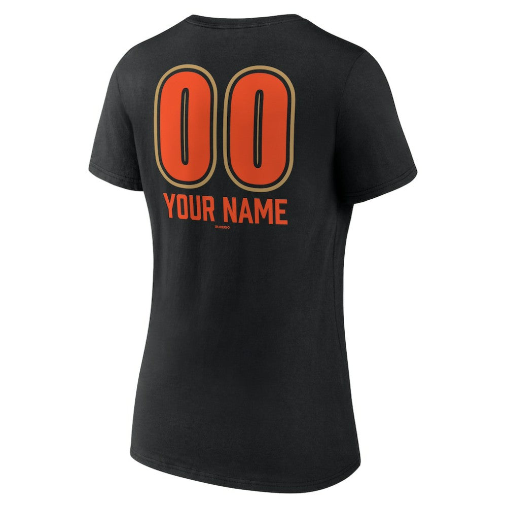 San Francisco Giants Women's Personalized Name & Number Fastball V-Neck T-Shirt - Black