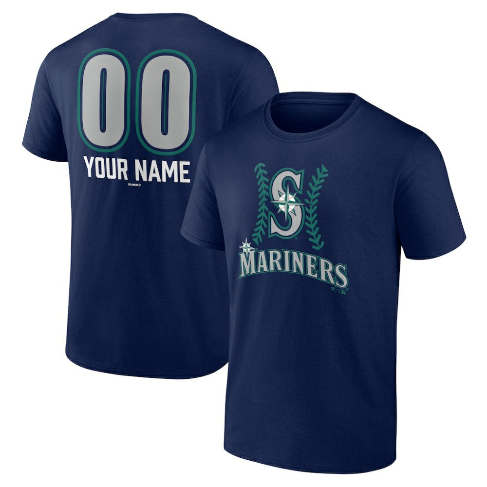 Seattle Mariners Personalized Name & Number Fastball T-Shirt - Navy