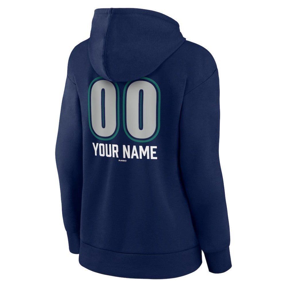 Seattle Mariners Women's Personalized Name & Number Fastball Pullover Hoodie - Navy