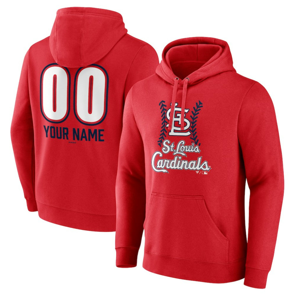 St. Louis Cardinals Personalized Name & Number Fastball Pullover Hoodie - Red