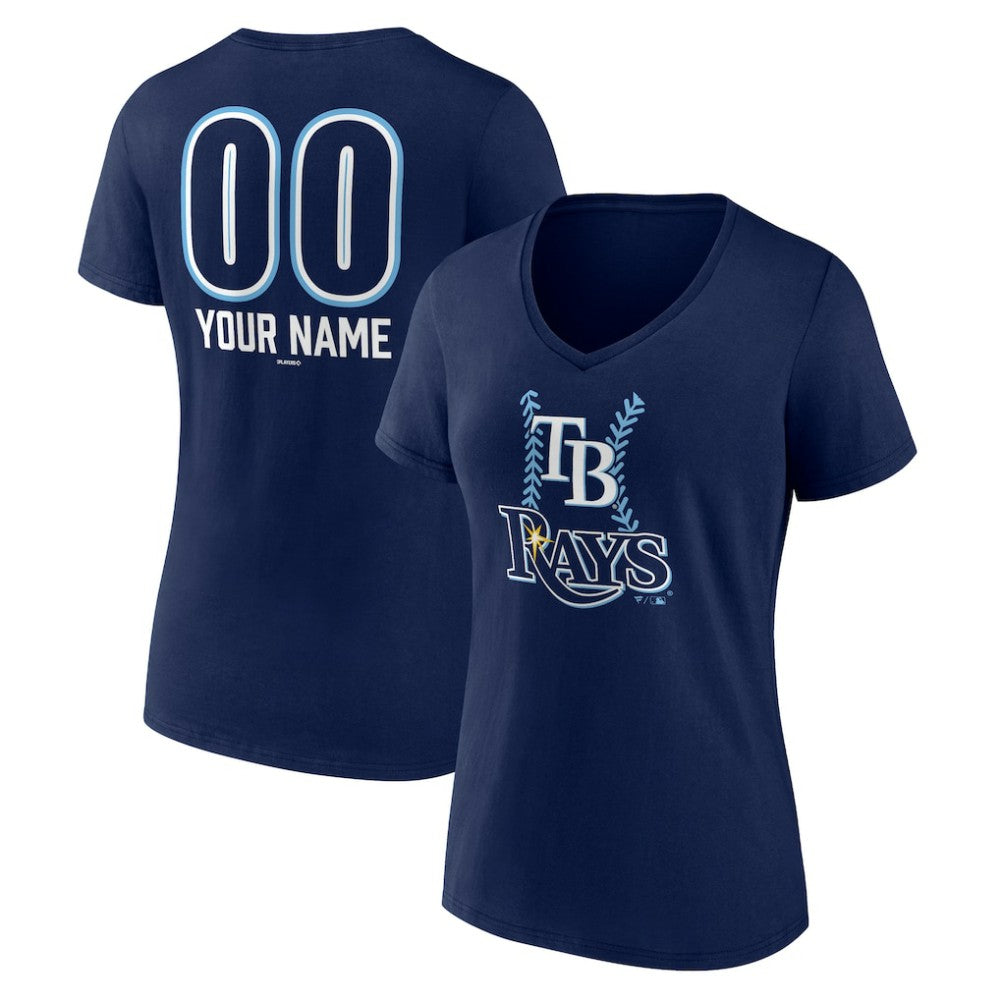 Tampa Bay Rays Women's Personalized Name & Number Fastball V-Neck T-Shirt - Navy
