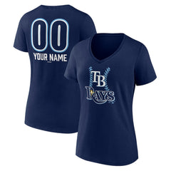 Tampa Bay Rays Women's Personalized Name & Number Fastball V-Neck T-Shirt - Navy