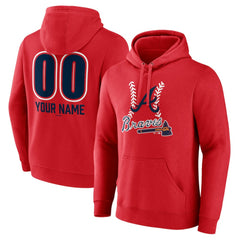 Atlanta Braves Personalized Name & Number Fastball Pullover Hoodie - Red