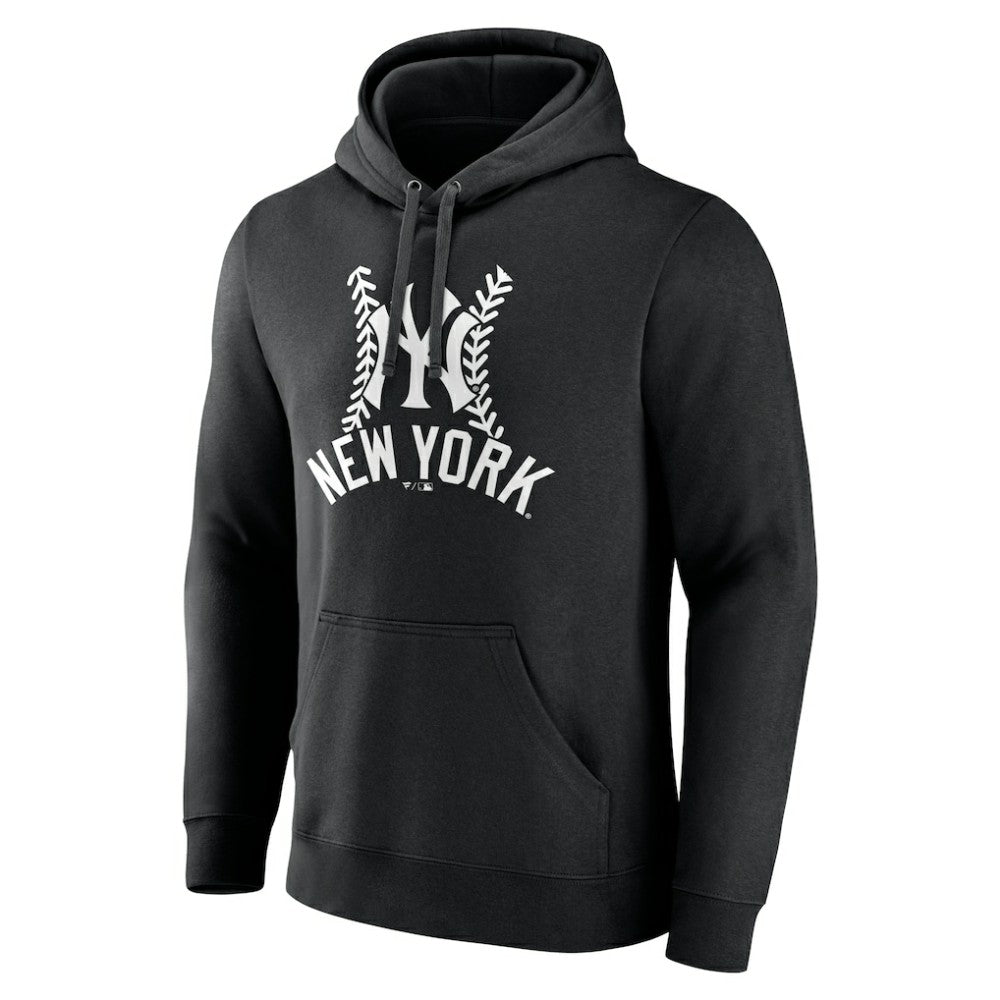 New York Yankees Personalized Name & Number Fastball Pullover Hoodie - Black
