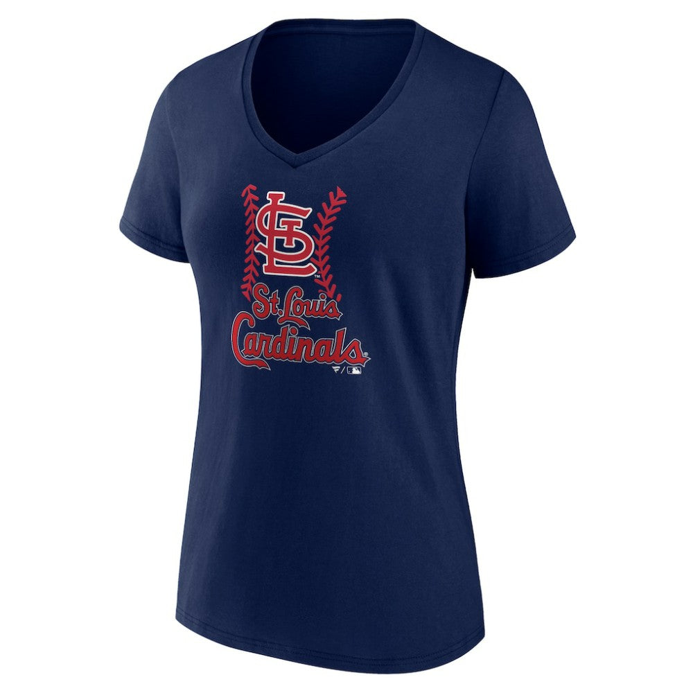 St. Louis Cardinals Women's Personalized Name & Number Fastball V-Neck T-Shirt - Navy
