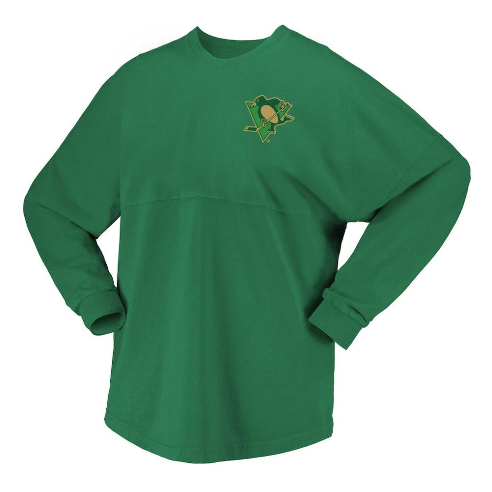 Pittsburgh Penguins Fanatics Women's St. Patrick's Day Spirit Jersey T-Shirt Kelly Green