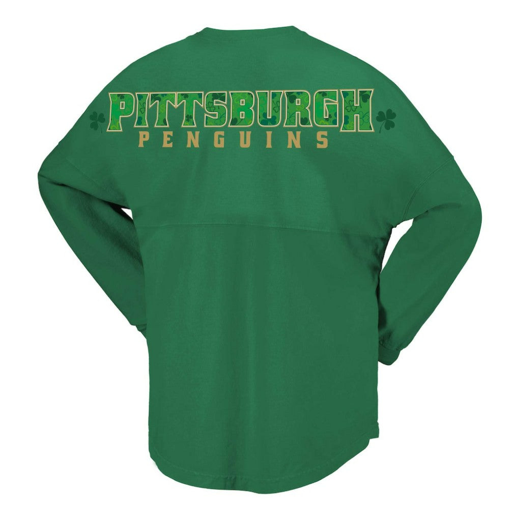 Pittsburgh Penguins Fanatics Women's St. Patrick's Day Spirit Jersey T-Shirt Kelly Green