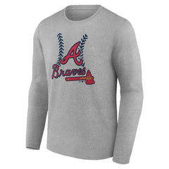 Atlanta Braves Personalized Name & Number Fastball Long Sleeve T-Shirt - Gray