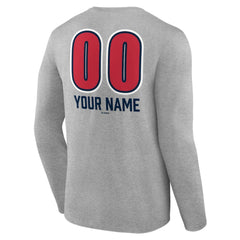 Atlanta Braves Personalized Name & Number Fastball Long Sleeve T-Shirt - Gray
