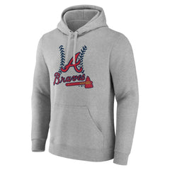 Atlanta Braves Personalized Name & Number Fastball Pullover Hoodie - Gray