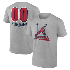 Atlanta Braves Personalized Name & Number Fastball T-Shirt - Heather Gray