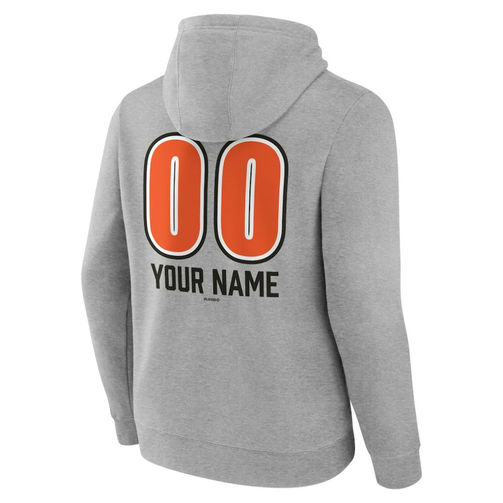 Baltimore Orioles Personalized Name & Number Fastball Pullover Hoodie - Gray