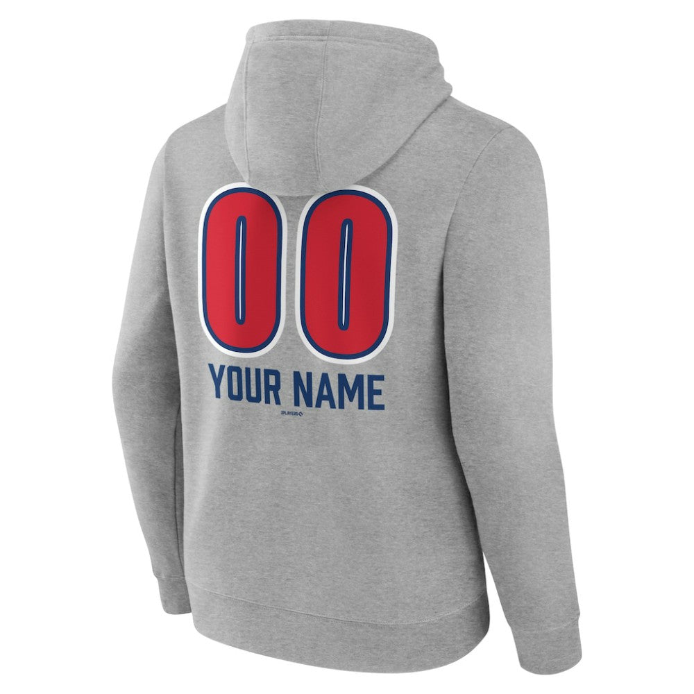Chicago Cubs Personalized Name & Number Fastball Pullover Hoodie - Gray