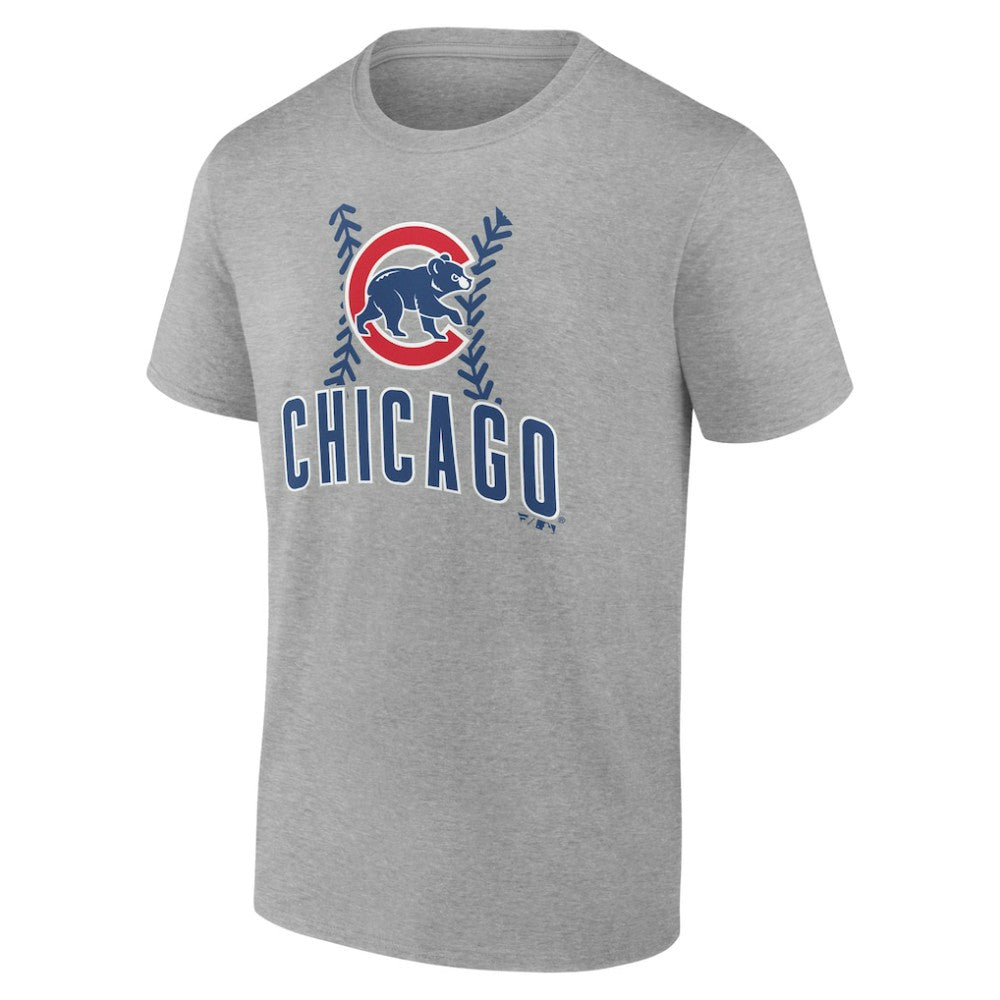 Chicago Cubs Personalized Name & Number Fastball T-Shirt - Heather Gray