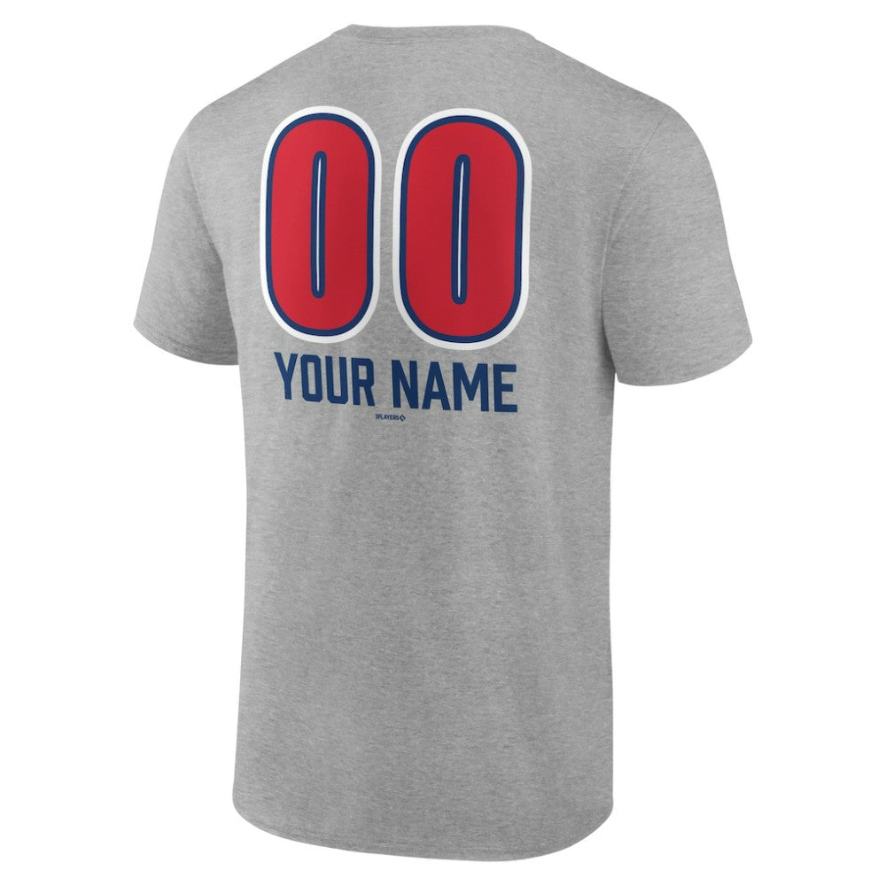 Chicago Cubs Personalized Name & Number Fastball T-Shirt - Heather Gray