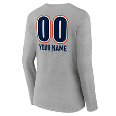 Houston Astros Women's Personalized Name & Number Fastball Long Sleeve V-Neck T-Shirt - Gray