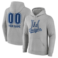 Los Angeles Dodgers Personalized Name & Number Fastball Pullover Hoodie - Gray