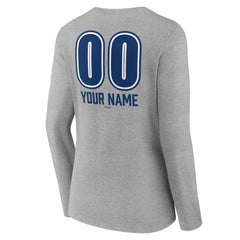 Los Angeles Dodgers Women's Personalized Name & Number Fastball Long Sleeve V-Neck T-Shirt - Gray