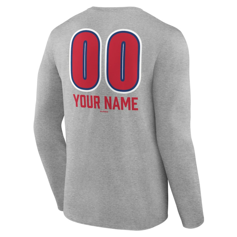 Philadelphia Phillies Personalized Name & Number Fastball Long Sleeve T-Shirt - Gray