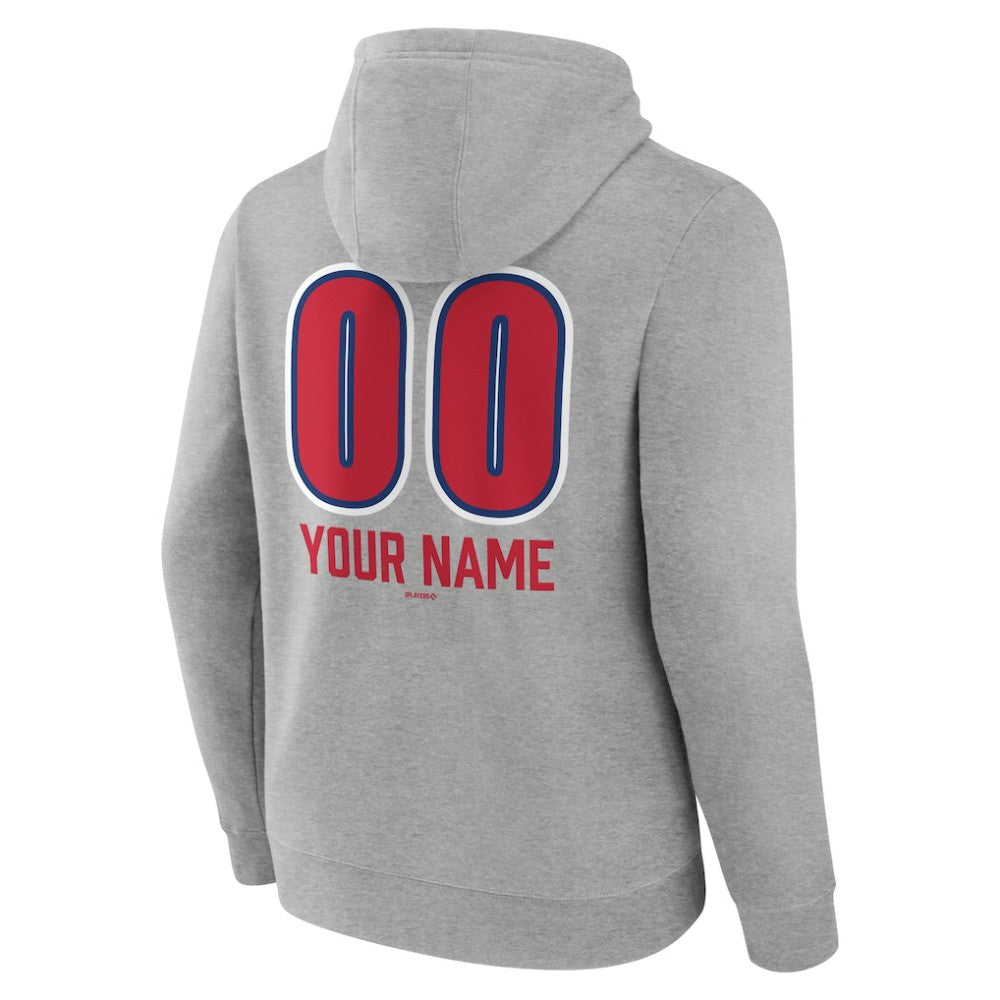 Philadelphia Phillies Personalized Name & Number Fastball Pullover Hoodie - Gray
