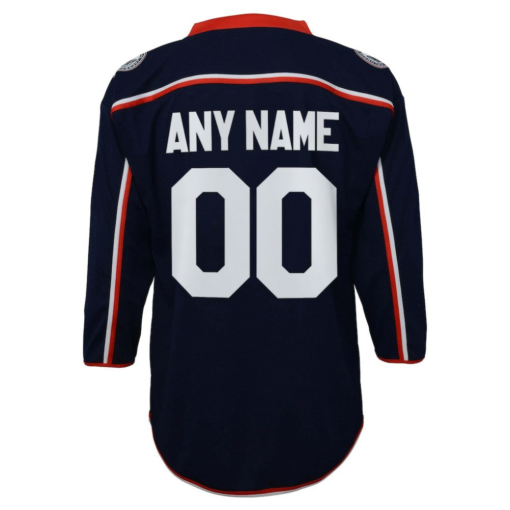 Columbus Blue Jackets Youth Home Replica Custom Jersey Navy