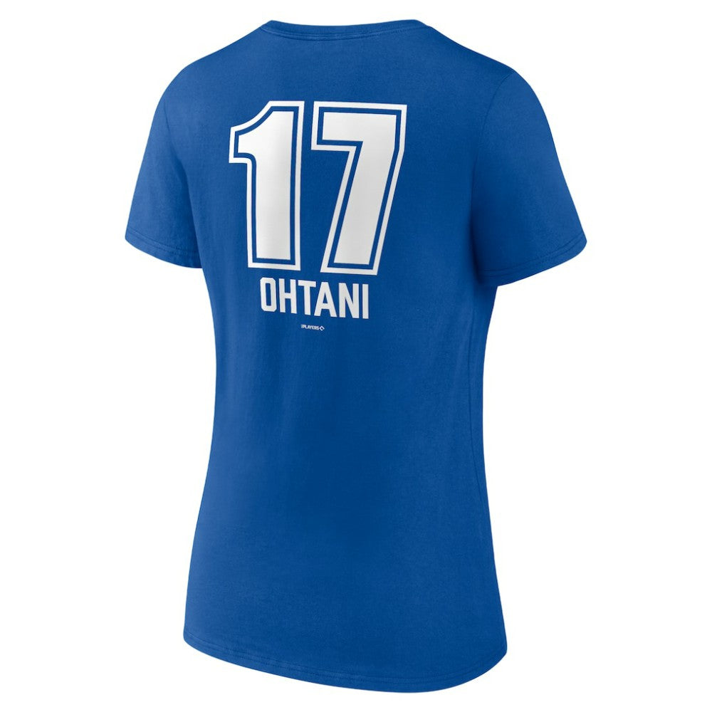 Shohei Ohtani Los Angeles Dodgers Women's Fastball Player Name & Number V-Neck T-Shirt - Royal