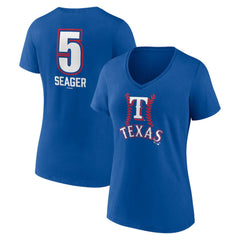 Corey Seager Texas Rangers Women's Fastball Player Name & Number V-Neck T-Shirt - Royal