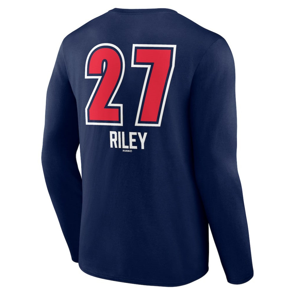 Austin Riley Atlanta Braves Fastball Player Name & Number Long Sleeve T-Shirt - Navy