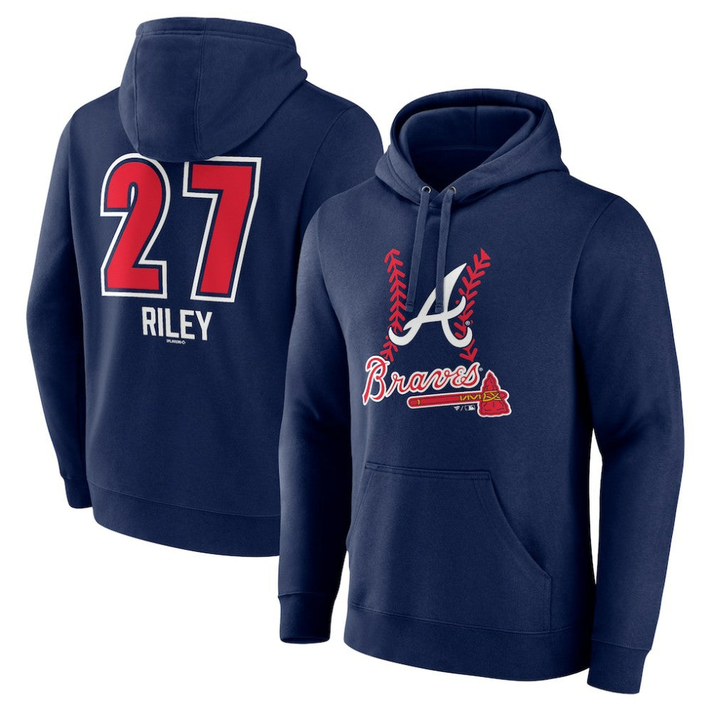 Austin Riley Atlanta Braves Fastball Player Name & Number Pullover Hoodie - Navy