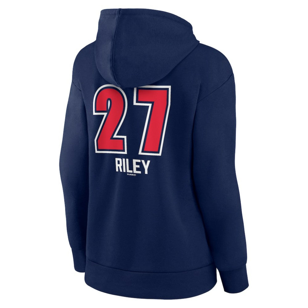 Austin Riley Atlanta Braves Women's Fastball Player Name & Number Pullover Hoodie - Navy