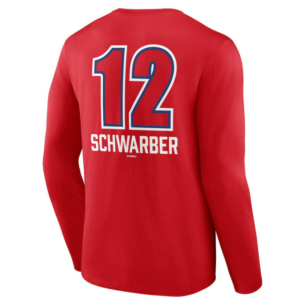 Kyle Schwarber Philadelphia Phillies Fastball Player Name & Number Long Sleeve T-Shirt - Red