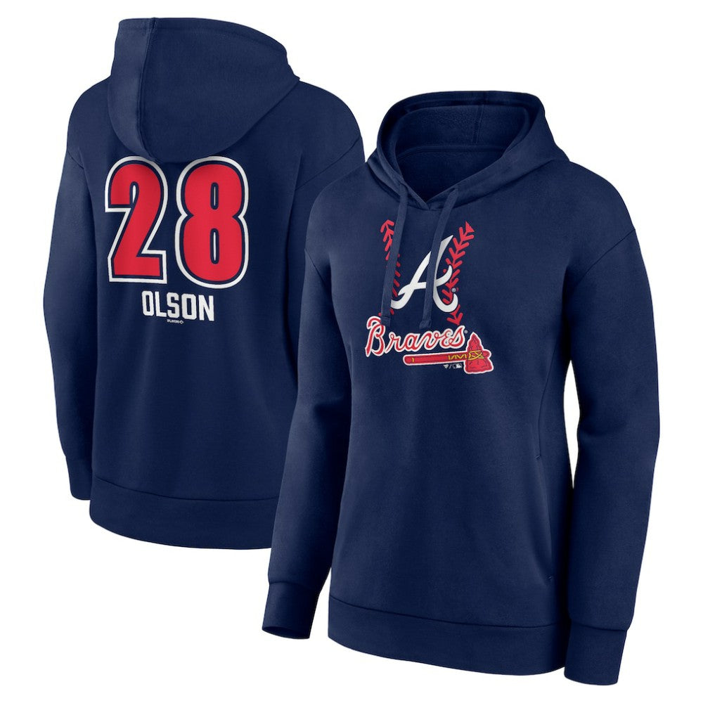 Matt Olson Atlanta Braves Women's Fastball Player Name & Number Pullover Hoodie - Navy