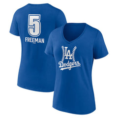 Freddie Freeman Los Angeles Dodgers Women's Fastball Player Name & Number V-Neck T-Shirt - Royal