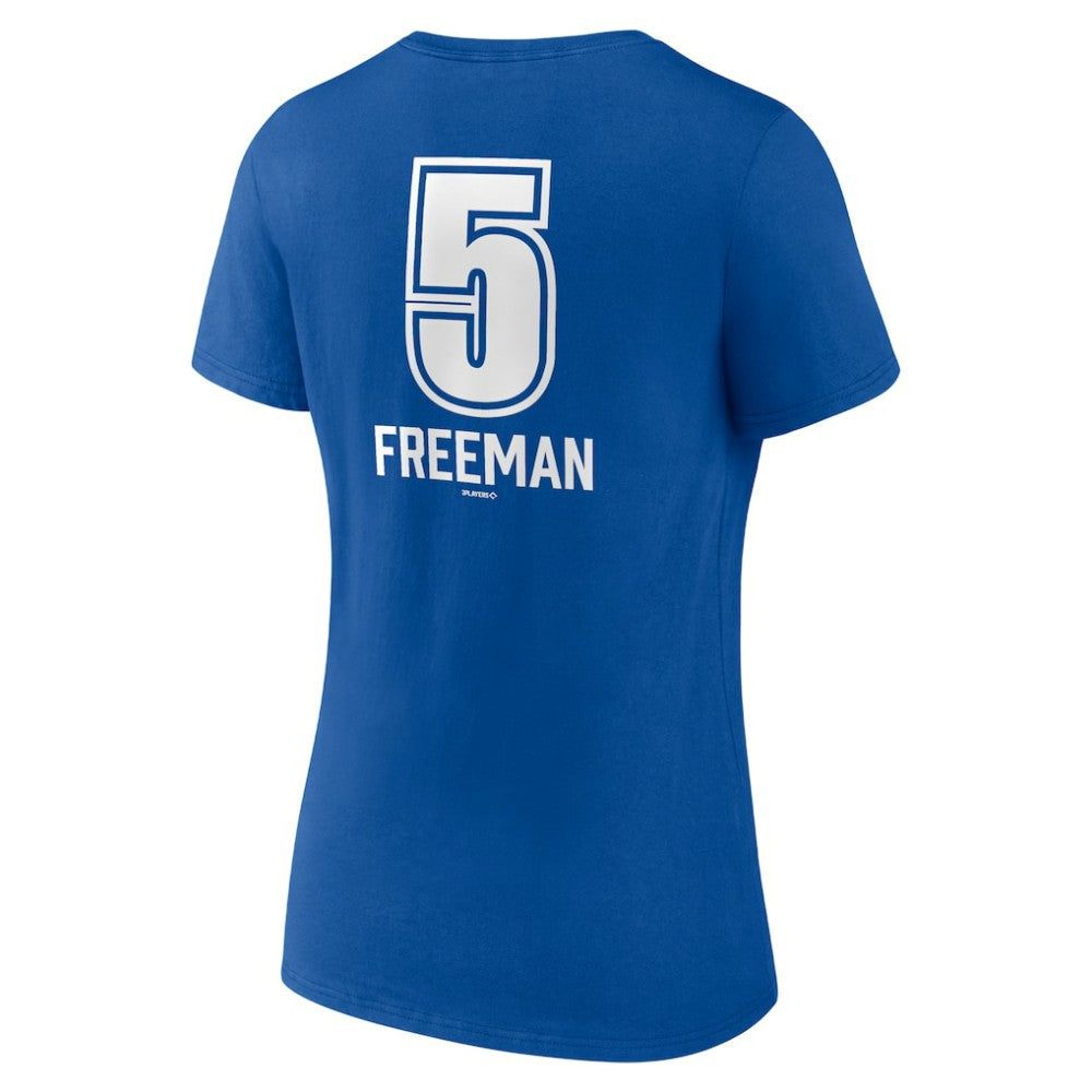 Freddie Freeman Los Angeles Dodgers Women's Fastball Player Name & Number V-Neck T-Shirt - Royal