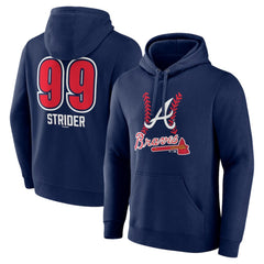 Spencer Strider Atlanta Braves Fastball Player Name & Number Pullover Hoodie - Navy